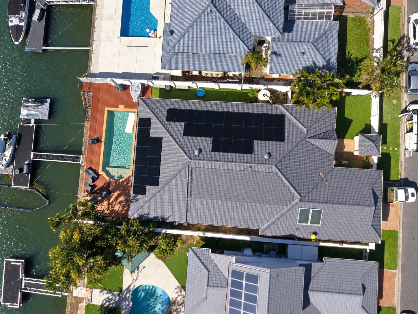 Restored Aerial View of Canalfront Home